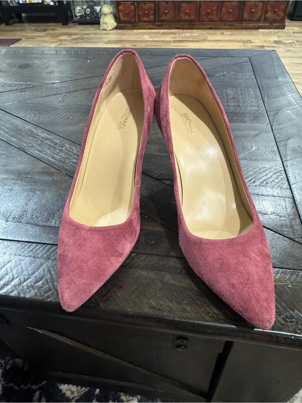 Michael Kors Burgundy Suede Pointed-Toe Pumps – Size 7 1/2